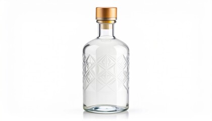 Elegant Bottle of Vodka with Golden Cap Showcasing Crystal Clarity and Refined Sophistication