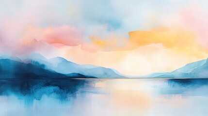 Fototapeta premium Abstract landscape sunrise painting