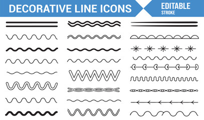 Obraz premium Collection of Abstract Editable Line Icons for Visual Projects