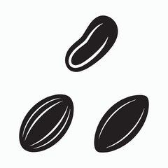 Healthy Sunflower Seed Silhouette Icons Set Nutritious Snack Graphic