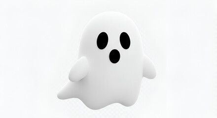Cute cartoon ghost with a surprised expression suitable for halloween designs