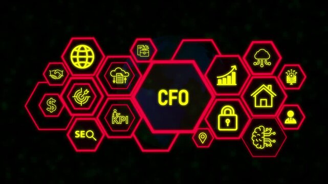 Business, Technology, Internet and network concept. virtual screen of the future and sees the inscription: CFO