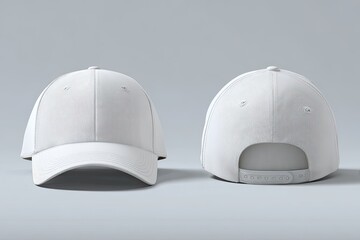 Blank white baseball cap, front and back views (1)