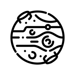 Mars. This is a vector single icon with a dashed line style. It is suitable for various purposes, including website design, mobile app design, and logo design.