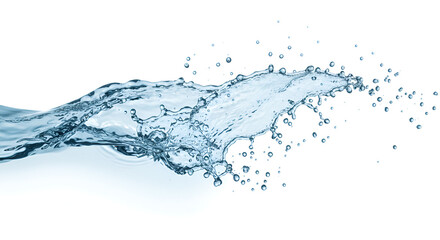 Dynamic splash of water on a white background for graphic design purposes