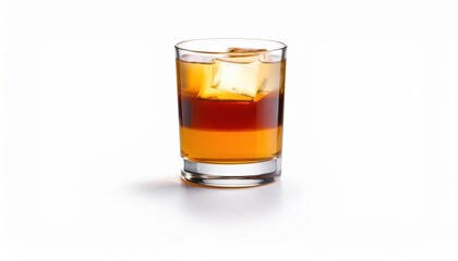 Elegant Glass of Golden Whiskey with Ice Cubes on the Side Capturing a Rich and Timeless Experience