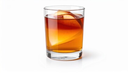 Elegant Glass of Whiskey with Ice and Orange Slice Capturing the Essence of Relaxation and Indulgence