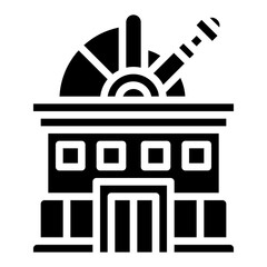 Observatory. This is a vector single icon with a solid style. It is suitable for various purposes, including website design, mobile app design, and logo design.