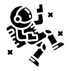 Zero gravity astronaut. This is a vector single icon with a solid style. It is suitable for various purposes, including website design, mobile app design, and logo design.