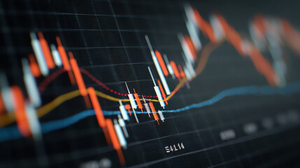 Dynamic stock market chart displaying fluctuating trends and data for financial analysis and investment insights.