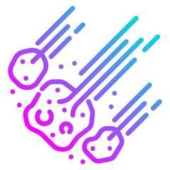 Meteor shower. This is a vector single icon with a dashed line gradient style. It is suitable for various purposes, including website design, mobile app design, and logo design.