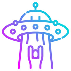 UFO. This is a vector single icon with a dashed line gradient style. It is suitable for various purposes, including website design, mobile app design, and logo design.
