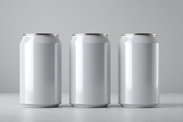 Three blank white aluminum beverage cans (1)
