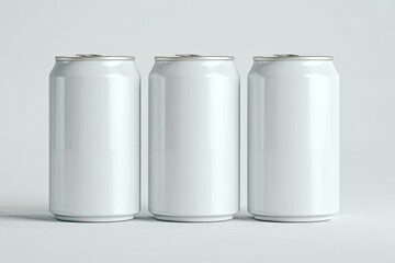 Three blank white aluminum beverage cans (2)