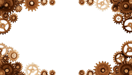 Ornate gear frame on transparent background