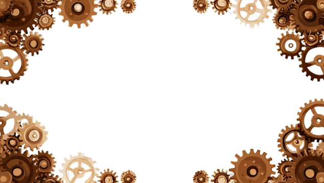 Ornate gear frame on transparent background