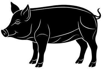 Vector illusion of black and white pig