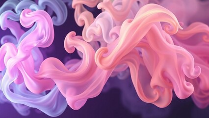 Fototapeta premium Abstract flowing swirls of colorful smoke in pink, purple, and soft gradient tones. High-resolution dreamy background for design, creativity, and digital art.