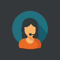 Flat Vector Customer Service Icon – Support and Call Center Symbol