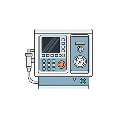 Flat icon of laparoscopic insufflator machine isometric ilustration