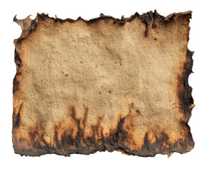 Aged parchment with burnt edges for creative projects and design on a transparent background, cut out