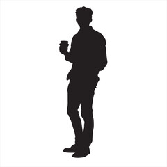Black Silhouette of Man with a Cup vector illustration