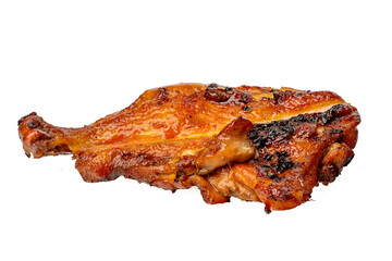 The Photo of grilled chicken on a skewer, a local food.