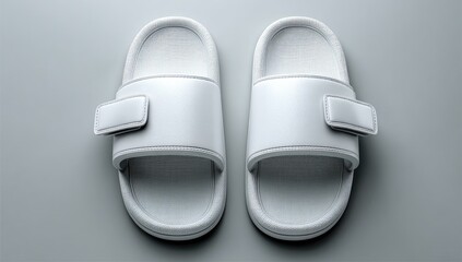 Pair of white slip-on sandals with adjustable straps