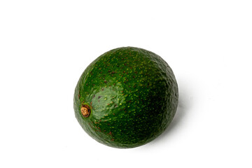 Photo of avocado taken with a high-resolution camera using the focus-stacking technique on a white background.