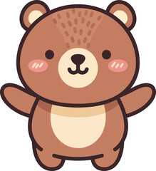 Obraz premium Cute cartoon brown bear with open arms and a friendly smile