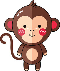 Cute cartoon monkey with big eyes and rosy cheeks
