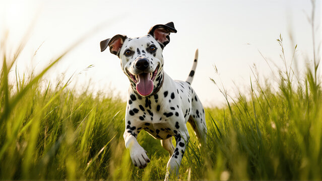 Low-angle action shot with beautiful bokeh. Great for pet lifestyle and adventure campaigns.