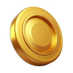 Shiny three dimensional golden coin isolated against black background ideal for wealth concepts