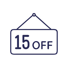 15% Off Sales Tag Isolated on White - Discount Price Tag,  Sale Sticker, Promotional Label, Retail Marketing Badge, Clearance Offer