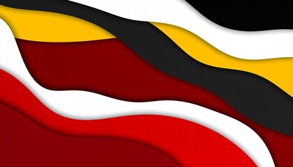 Abstract Wavy Red, Black, Yellow and White Background