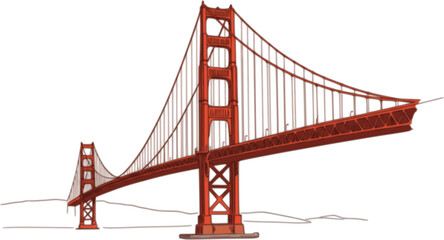 Obraz premium Golden Gate Bridge Line Drawing Illustration 