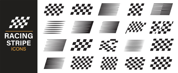 Collection of Racing Stripes and Checkered Flags, Ideal for Automotive Projects