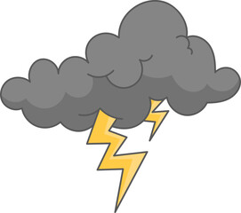 Storm cloud with yellow lightning bolt vector illustration