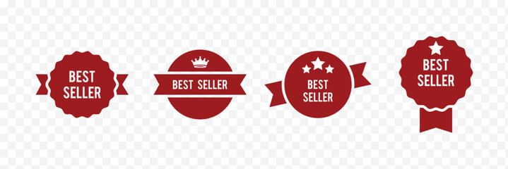 Set best seller icon design with laurel, best seller badge logo isolated . Best choice. Best Award brand, premium crown and stars . eps 10 