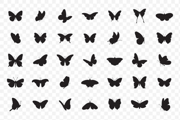Fototapeta premium Butterfly Silhouette Set A collection of butterfly silhouette vector for elegant tattoo designs, nature-themed art, and decorative . eps 10