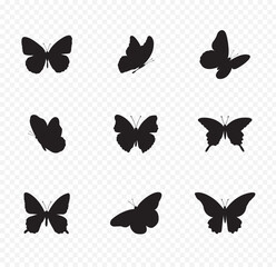 Butterfly Silhouette Set A collection of butterfly silhouette vector  for elegant tattoo designs, nature-themed art, and decorative . eps 10