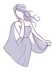 abstract girl in a dress beauty logo vector illustration