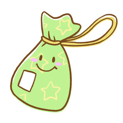 Cute Drawstring Bag Illustration with Character Face / かわいい巾着袋のイラスト
