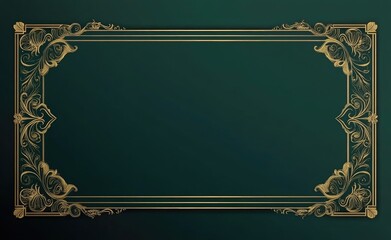 Elegant gold ornate frame on dark green background. (1)