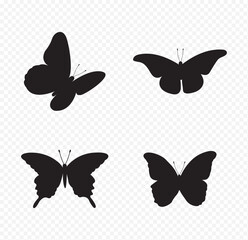 collection of butterfly silhouette .  Butterfly black color, flying shape, vector design. Abstract modern monarch butterfly contours for decoration design . eps 10