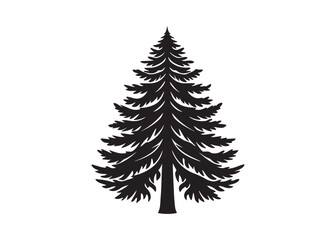 Obraz premium Redwood Tree Vector Silhouette Illustration Isolated on White Background.