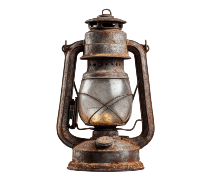 Vintage lantern design for rustic decor and outdoor activities on a transparent background, cut out