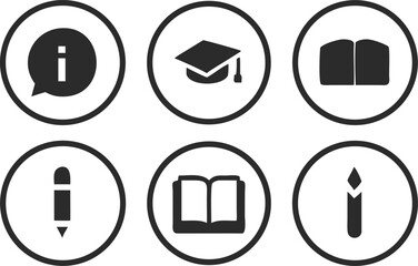 Graduation cap symbol icon vector. Chat, info sign. Pencil and open book icons. Higher education learn signs. Classic style speech bubble icon.