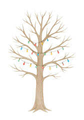 Fototapeta premium Watercolor Christmas Tree Illustration, Festive Holiday Decoration Isolated on White Background