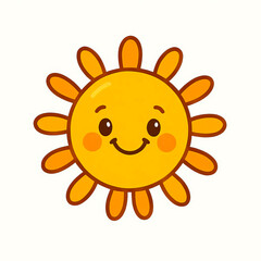 Obraz premium Smiling Sun Character Logo - Kindergarten & Summer Camp Joyful Icon 